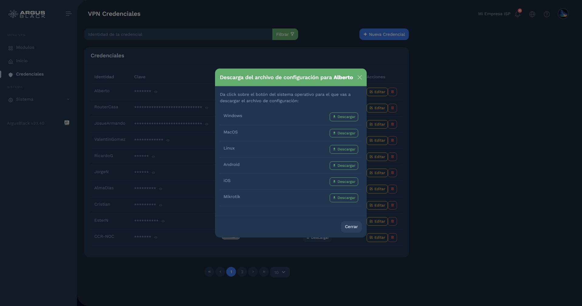 Descargar archivos para SO