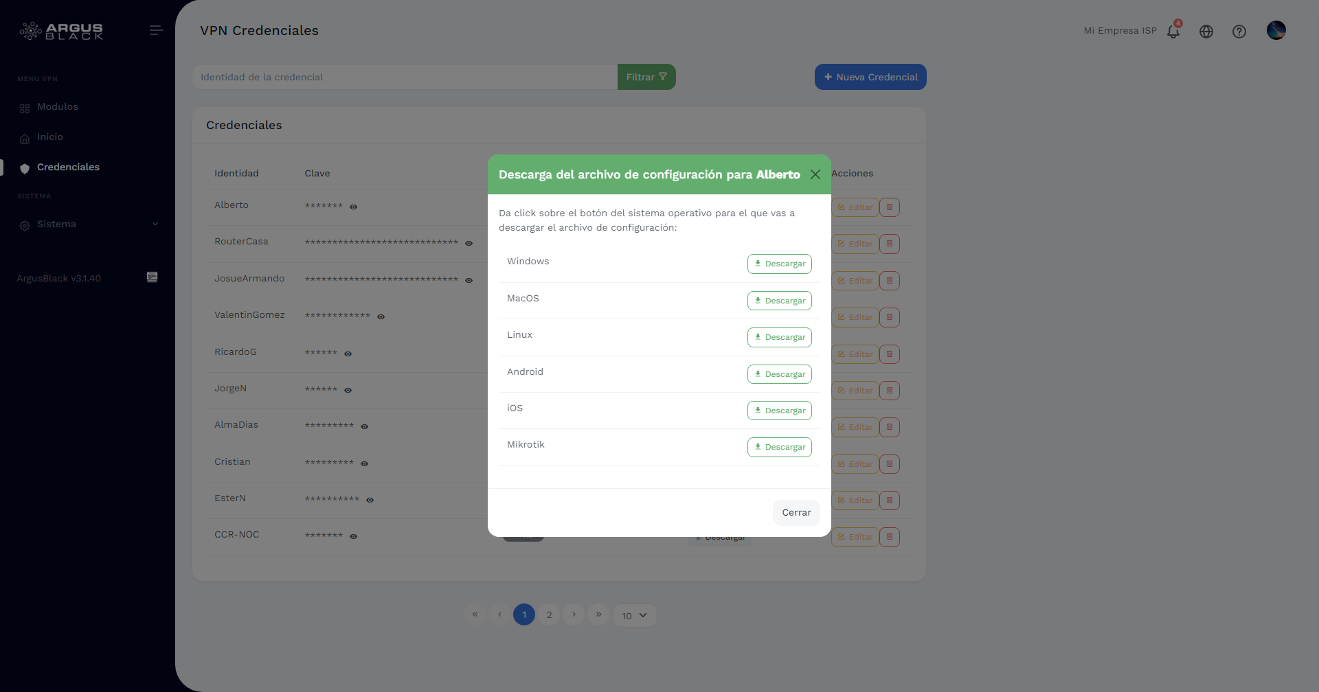 Descargar archivos para SO